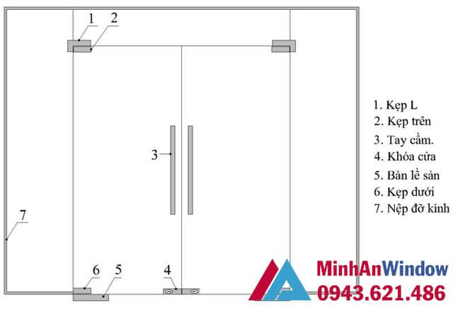 Bản thiết kế mẫu cửa kính cường lực 4 cánh cao cấp Bản thiết kế mẫu cửa kính cường lực 4 cánh cao cấp