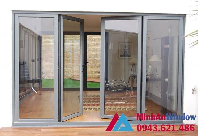 cửa kính cường lực lùa 4 cánh