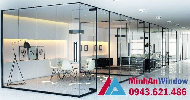 Cửa vách kính cường lực khung bằn sắt vách và cửa kính cường lực - khung sắt