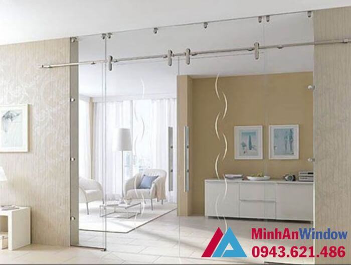 Cửa vách trượt kính cường lực - ngăn phòng khách và bếp Cửa vách trượt kính cường lực - Ngăn phòng khách và bếp