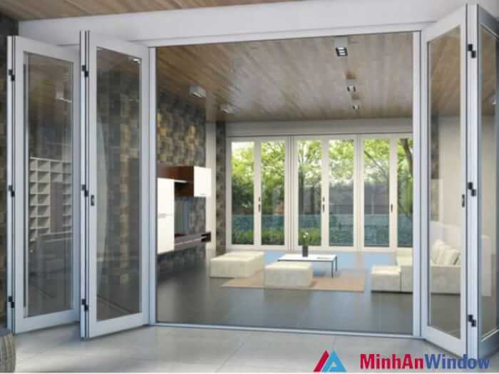 Mẫu Cửa kính trượt gấp Mẫu Cửa kính trượt gấp
