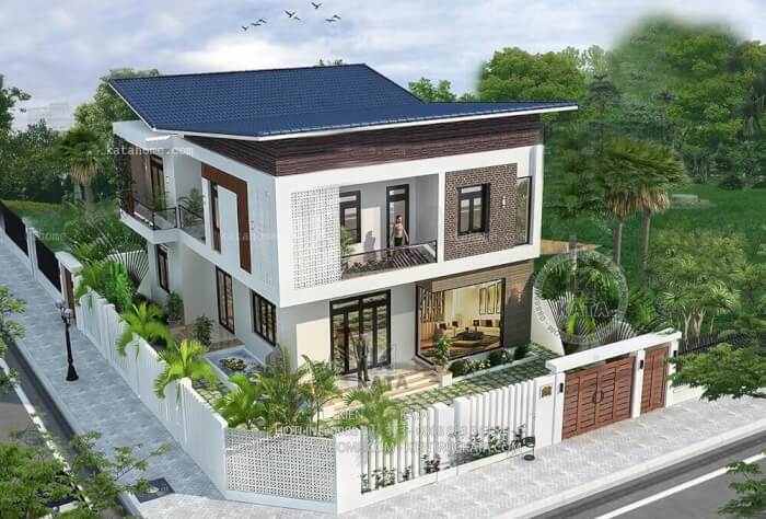 Phối cảnh thiết kế kiến trúc mẫu biệt thự 2 tầng 2 Phối cảnh thiết kế kiến trúc mẫu biệt thự 2 tầng 2