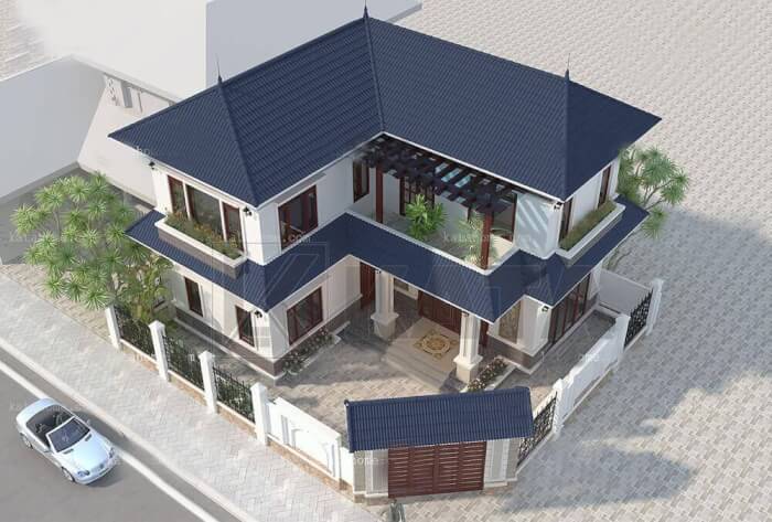 Phối cảnh của mẫu biệt thự đẹp 2 tầng Phối cảnh của mẫu biệt thự đẹp 2 tầng