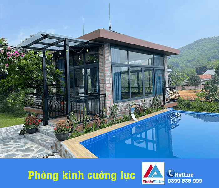 Phòng kính cường lực có sử dụng khung nhôm do Minh An Window lắp đặt cho resort tại Hà Nội Phòng kính cường lực có sử dụng khung nhôm do Minh An Window lắp đặt cho resort tại Hà Nội