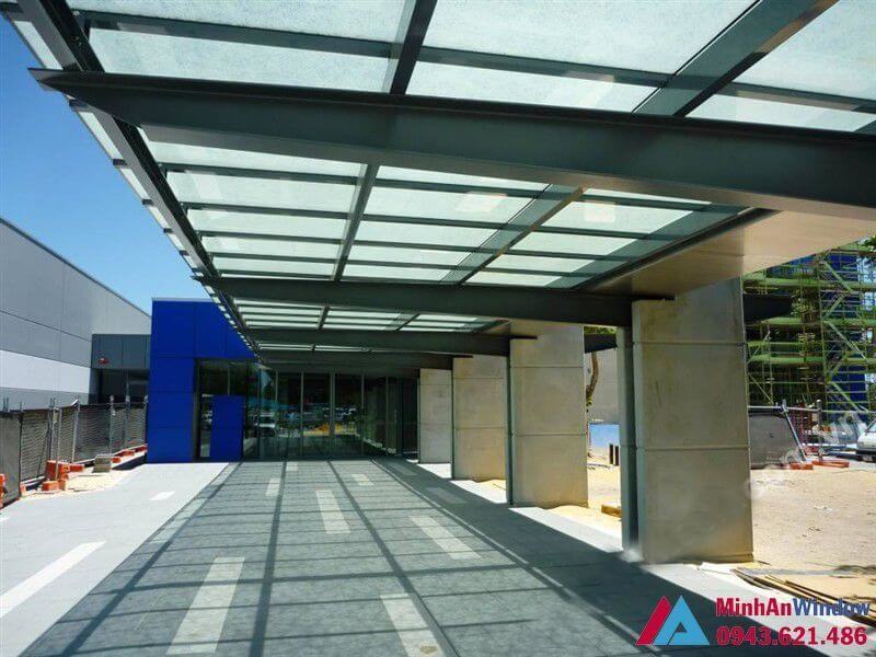 Mái sảnh sử dụng khung săt thép dự án tại Bắc Giang Mai Sanh
