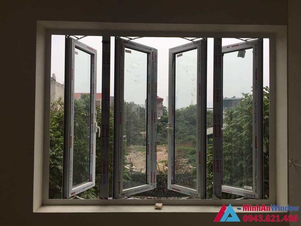 Mẫu cửa sổ nhôm kính màu trắng Minh An Window mở quay lắp đặt tại Lai Châu