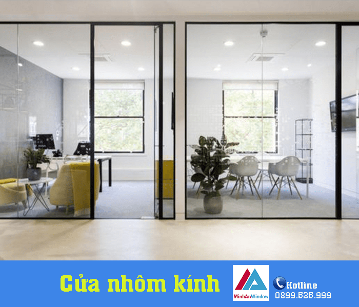 Cửa nhôm kính hiện đại kết hợp với vách kính