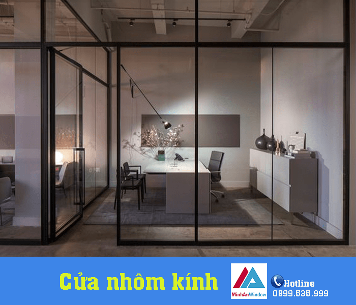 Mẫu cửa nhôm kính kết hợp với vách kính Minh An Window lắp đặt tại Quảng Ninh