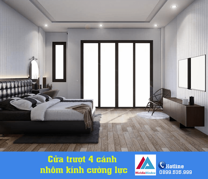 Mẫu cửa nhôm kính phòng ngủ Minh An Window lắp đặt cho nhà biệt thự tại Yên Bái