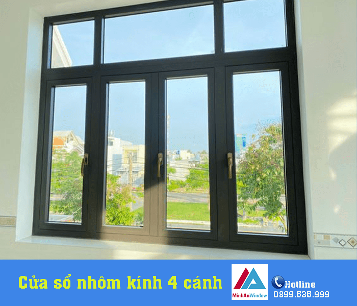 Mẫu cửa sổ nhôm kính 4 cánh bền đẹp Minh An Window lắp đặt tại Yên Bái
