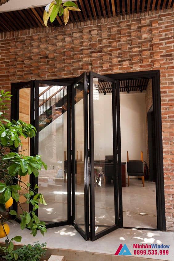 Cửa nhôm Việt Pháp 4 cánh xếp gấp cao cấp Cửa nhôm Việt Pháp 4 cánh xếp gấp cao cấp