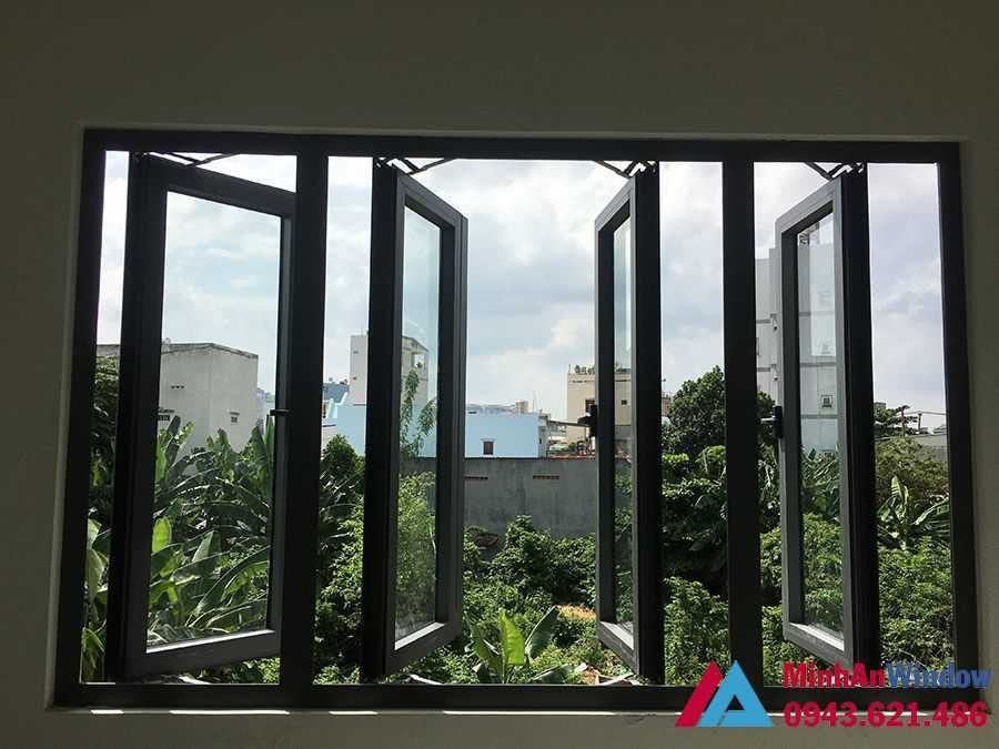Cửa sổ mở quay 4 cánh nhôm Xingfa cao cấp cho các biệt thự - Minh An Window đã thi công