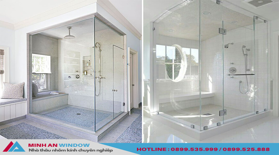 Mẫu Vách kính phòng tắm có cửa kính 1 cánh cao cấp cho không gian hẹp
