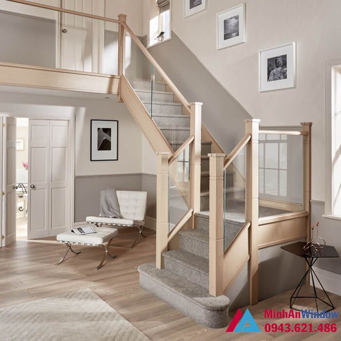 Trụ cầu thang kính gỗ cách điệu tạo nên sự khác biệt - minh an window đã thi công Trụ cầu thang kính gỗ cách điệu tạo nên sự khác biệt - Minh An Window đã thi công