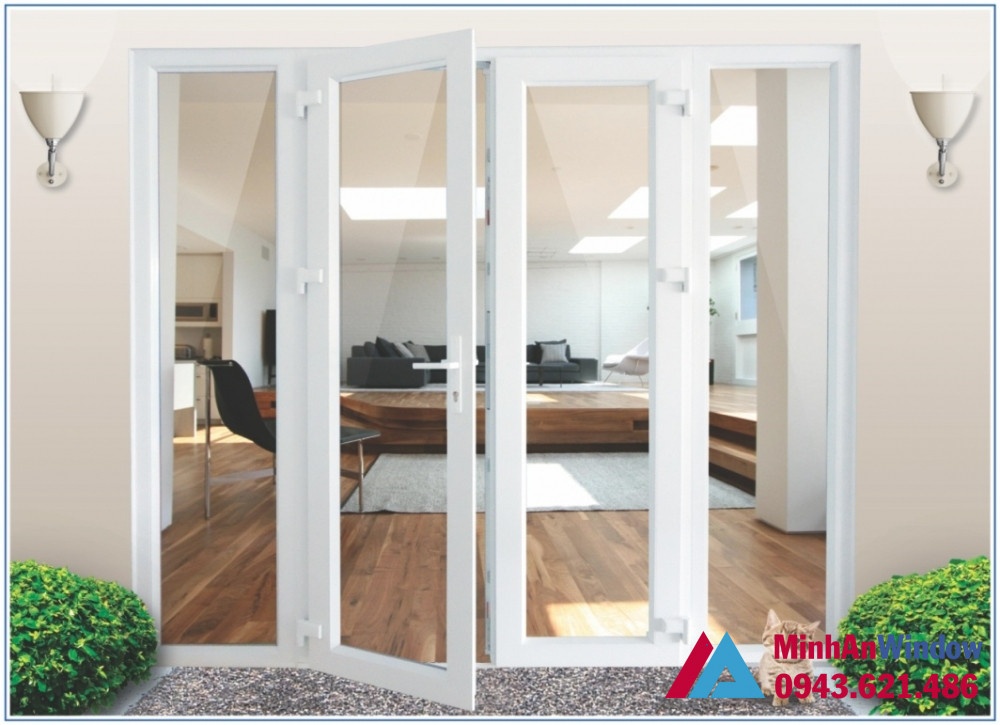 Cửa nhôm kính pano 4 cánh đẹp cho cửa đi - minh an window đã thi công Cửa nhôm kính pano 4 cánh đẹp cho cửa đi - Minh An Window đã thi công