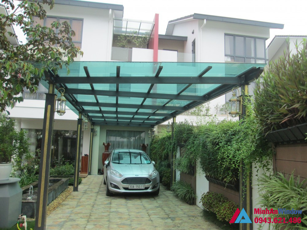 Mái kính sảnh chỗ để oto thi công tại Hà GIANG Mái kính sảnh chỗ để oto thi công tại Hà GIANG