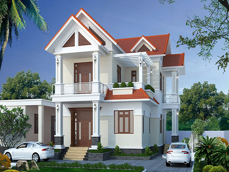 Mẫu nhà 2 tầng 4 phòng ngủ - Nội thất Minh An Mẫu nhà 2 tầng 4 phòng ngủ hình chữ L - Nội thất Minh An
