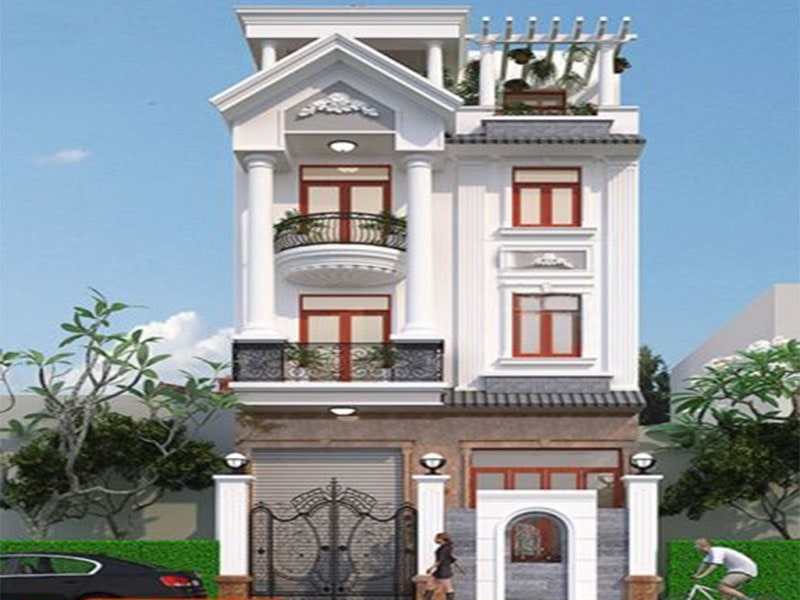 Mẫu nhà 2 tầng 4 phòng ngủ kiến trúc mái thái chữ L Mẫu nhà 2 tầng 4 phòng ngủ kiến trúc mái thái chữ L