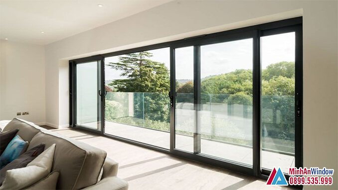 Cửa lùa nhôm kính 4 cánh lớn cho các phòng khách - Minh An Window đã thi công Cửa lùa nhôm kính 4 cánh lớn cho các phòng khách - Minh An Window đã thi công