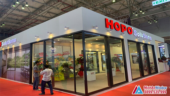Cửa nhôm cao cấp Hopo trượt góc nhập khẩu - Minh An Window cung cấp và lắp đặt 
