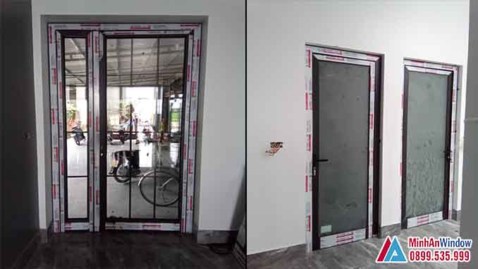 Mẫu cửa đi 1 cánh nhôm kính nhà xưởng tại Hà Nội do Minh An Window lắp đặt và thi công