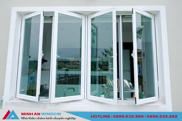 Mẫu cửa sổ kính cường lực 2 cánh màu trắng sứ - Minh An Window thiết kế và lắp đặt
