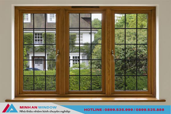 Mẫu Cửa sổ lùa nhôm kính vân gỗ 3 cánh - Minh An Window thiết kế và lắp đặt