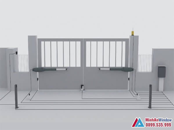 Cửa cổng tự động tay đòn 2 cánh - Minh An Window đã thi công Cửa cổng tự động tay đòn 2 cánh - Minh An Window đã thi công