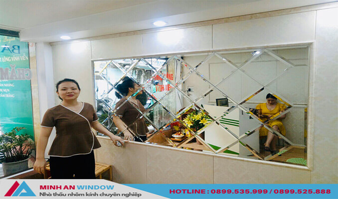 Mẫu Gương ghép dán tường cao cấp cho các phòng khách lớn - Minh An Window đã thi công