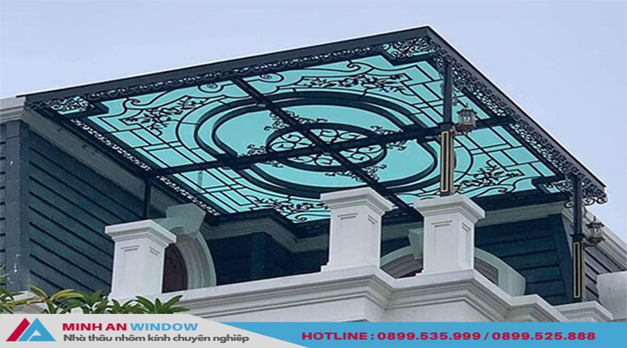 Mẫu Mái kính nghệ thuật cho các sân thượng biệt thự tại Mễ Trì - Hà Nội , Minh An Window đã thi công