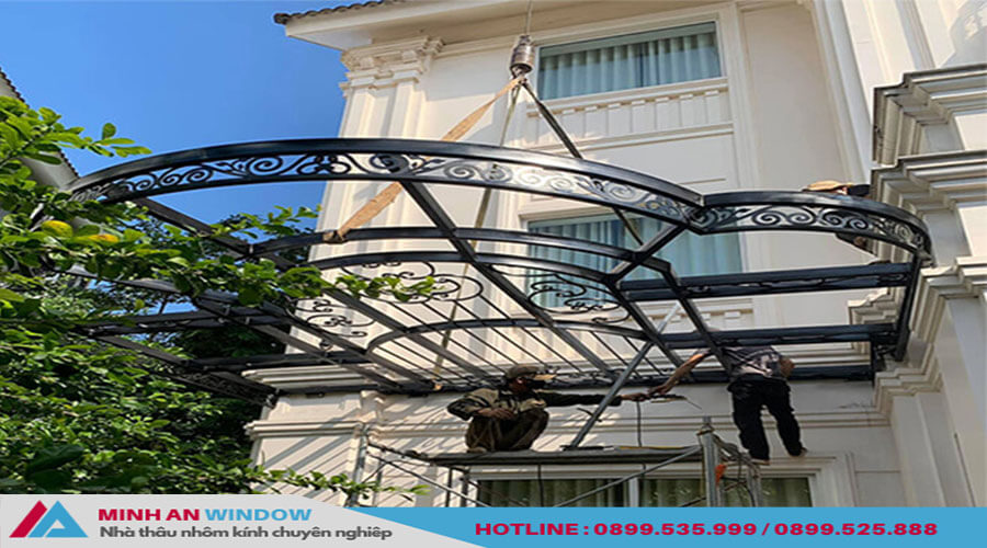 Dự án lắp đặt Mái kính cường lực khung sắt nghệ thuật tại Hà Nội - Minh An Window đã hoàn thành