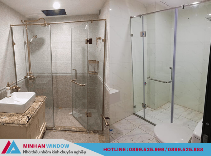  Minh An Window thiết kế và lắp đặt mẫu cabin phòng tắm 180 độ cho khách hàng tại quận Long Biên - Hà Nội