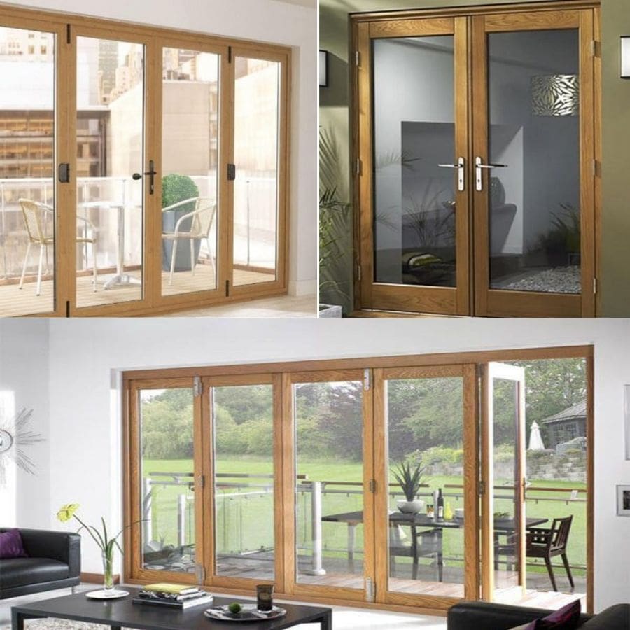 Cửa kính cường lực khung gỗ