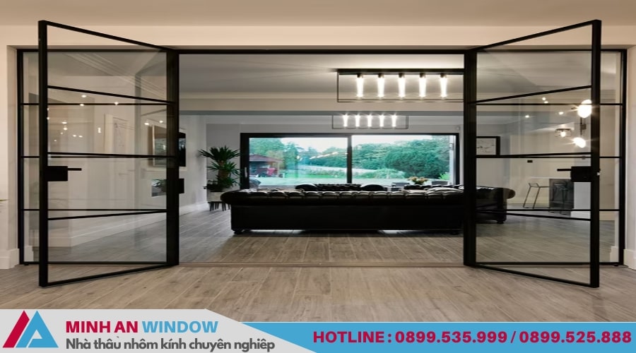 Cửa kính cường lực khung sắt được nhiều người tin dùng