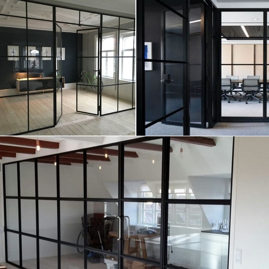 Cửa kính cường lực khung sắt