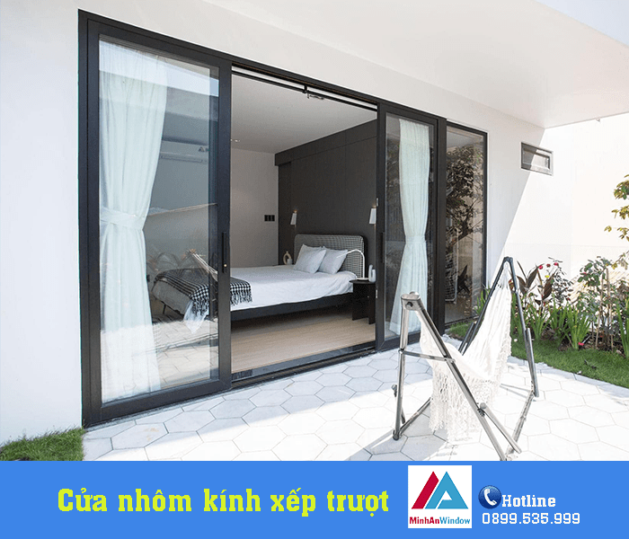 Mẫu cửa nhôm kính mở xếp trượt minh an window lắp đặt Mẫu cửa nhôm kính mở xếp trượt Minh An Window lắp đặt