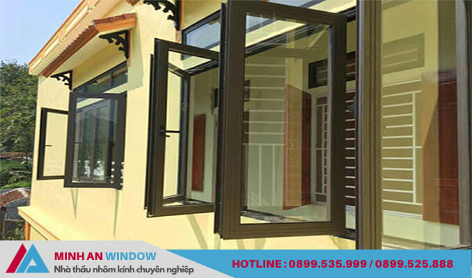 Mẫu cửa sổ nhôm kính mở quay - Minh An Window lắp đặt cho nhà ở