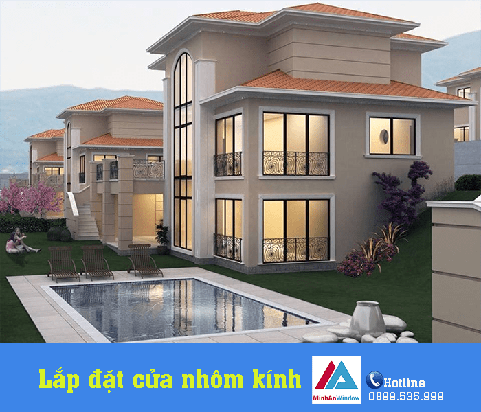 Lắp đặt cửa nhôm kính tại khu nhà biệt thự liền kề tại tỉnh Thanh Hóa