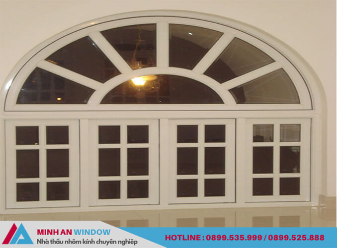 Mẫu cửa sổ uốn vòm màu trắng - Minh An Window thiết kế và lắp đặt