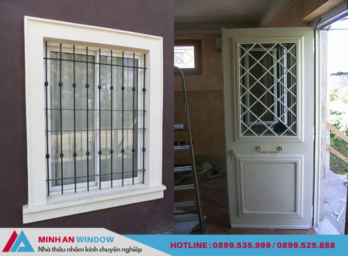 Mẫu cửa sắt kết hợp khung sắt bảo vệ - Minh An Window lắp đặt cho nhà biệt thự