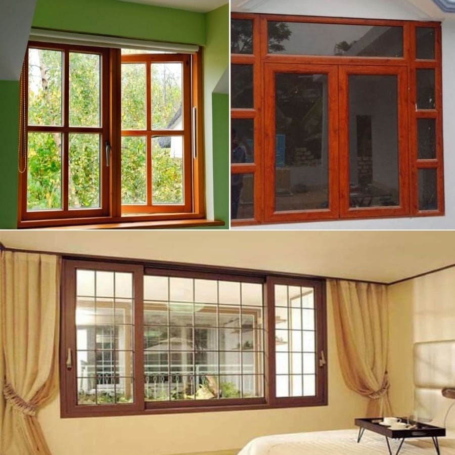 Cửa sổ nhôm kính khung gỗ