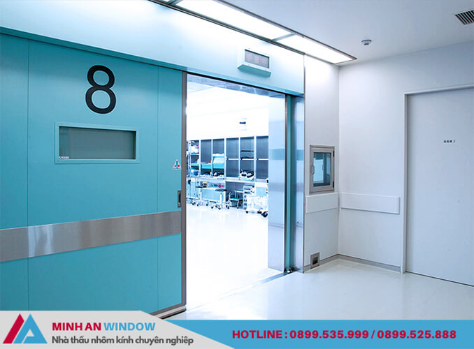 Mẫu cửa trượt tự động 1 cánh - Minh An Window thiết kế và lắp đặt cho phòng khám bệnh viện