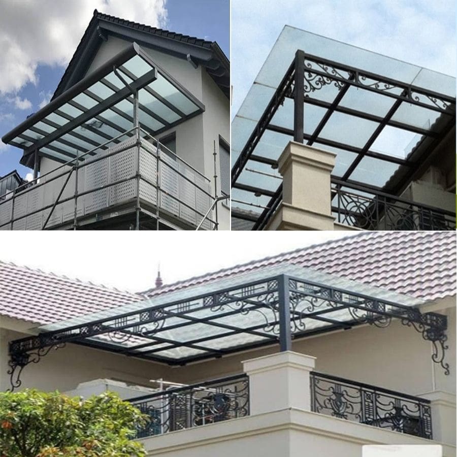 Mái che sân thượng bằng kính