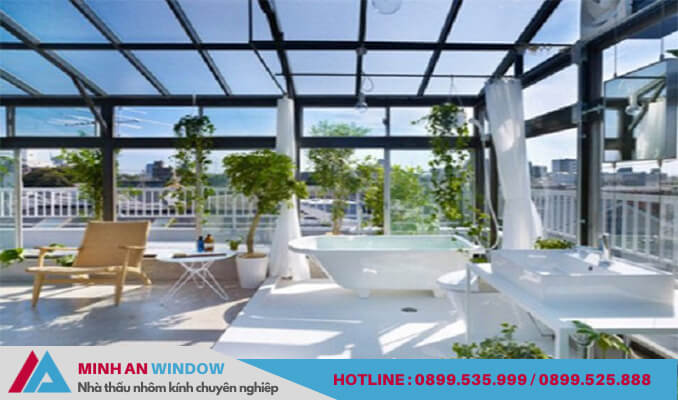 Mẫu mái kính cường lực Minh An Window thiết kế và tư vấn lắp đặt Mẫu mái kính cường lực Minh An Window thiết kế và tư vấn lắp đặt