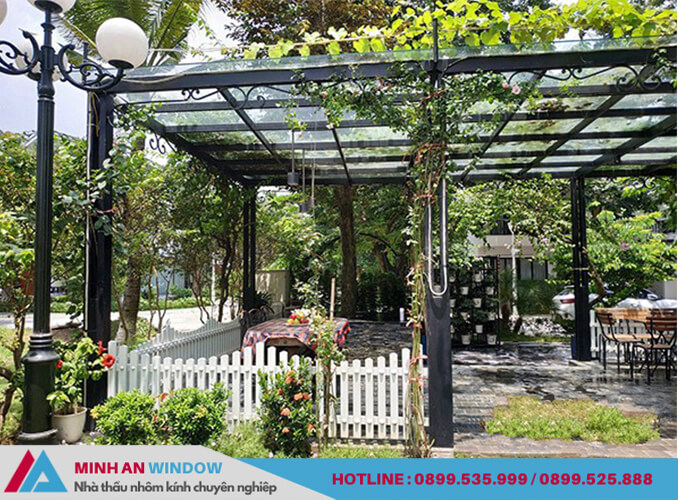 Minh An Window tư vấn thiết kế và lắp đặt mái kính sân vườn tại huyện Quốc Oai (Hà Nội)