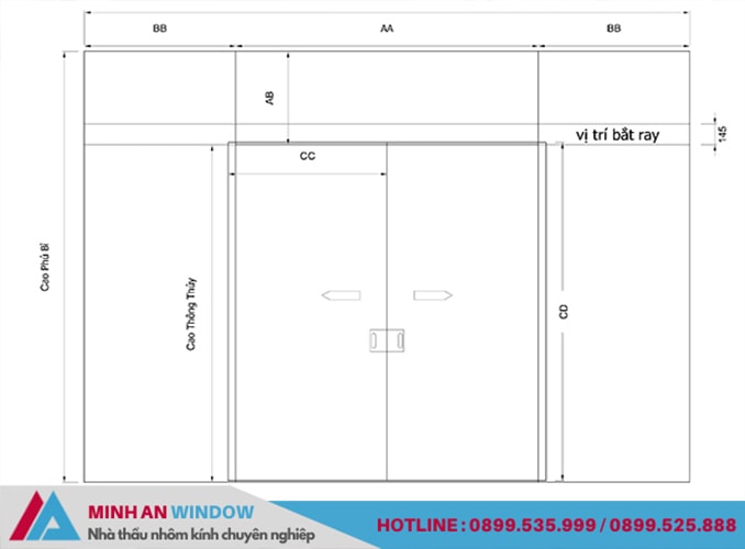 Cấu tạo - Bản vẽ cửa kính cường lực mở ngang Cấu tạo - Bản vẽ cửa kính cường lực mở ngang