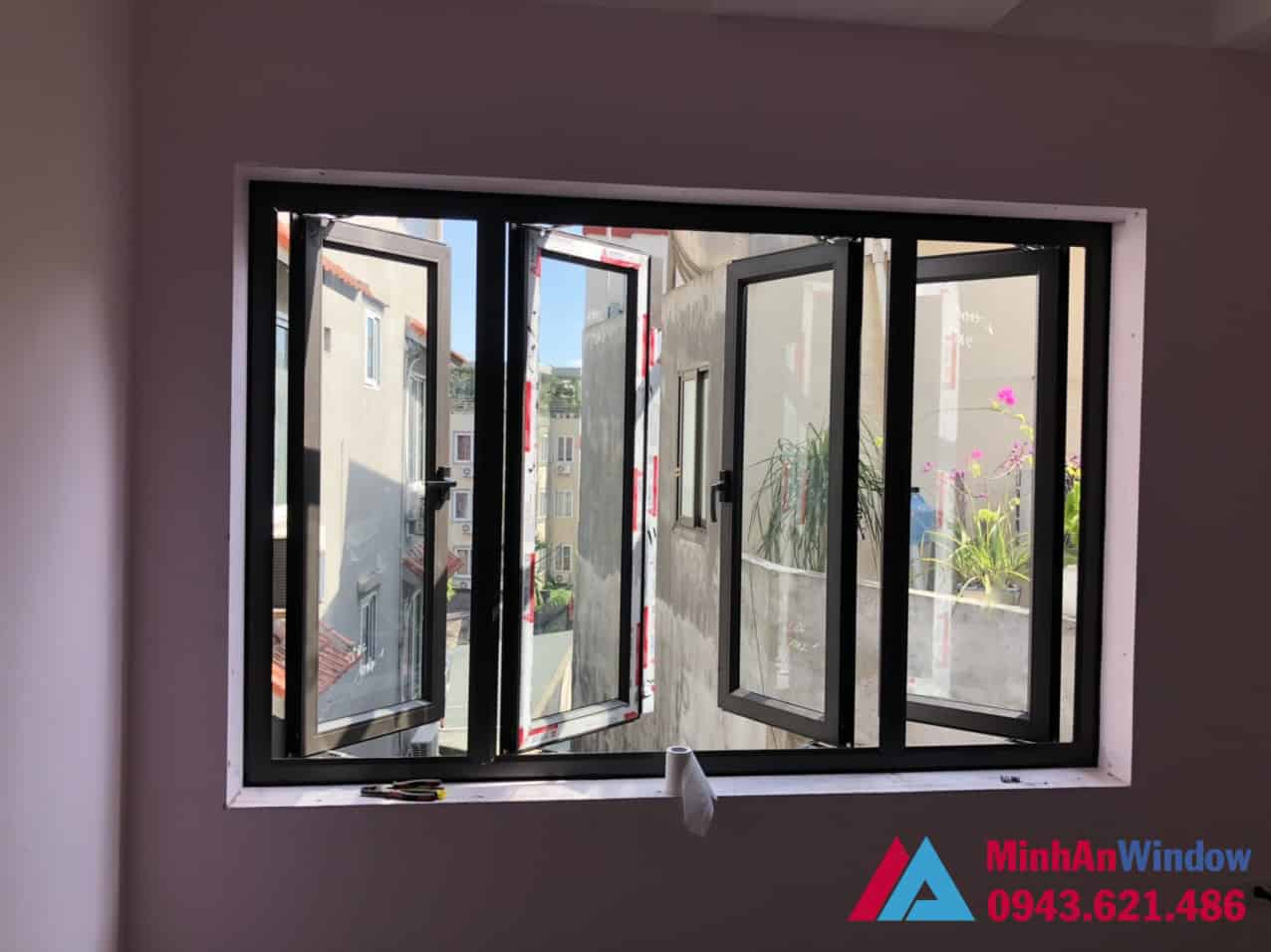 Lắp đặt, làm cửa nhôm kính tại sơn la chuyên nghiệp 11 Mẫu cửa sổ nhôm kính 4 cánh mở quay tại Sơn La do Minh An Window lắp đặt