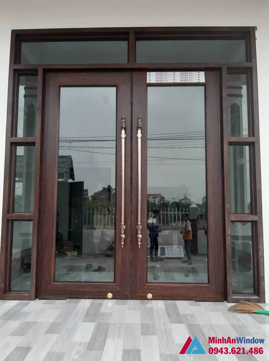 Lắp đặt cửa nhôm kính tại huyện đông anh - hà nội 1 Mẫu cửa nhôm kính 2 cánh tại huyện Đông Anh do Minh An Window lắp đặt