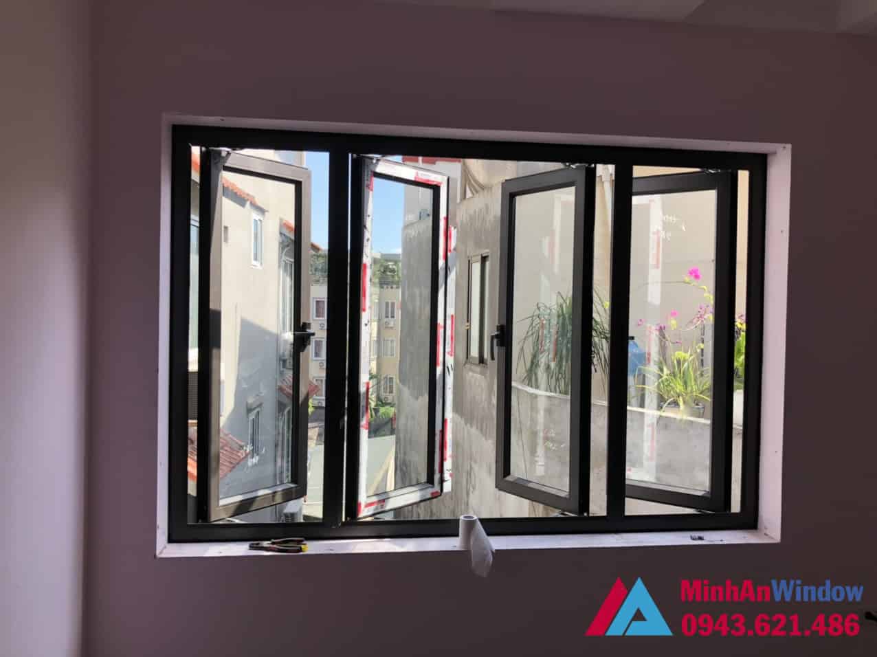 Mẫu cửa sổ nhôm kính 4 cánh Minh An Window lắp đặt cho khách hàng tại Lào Cai
