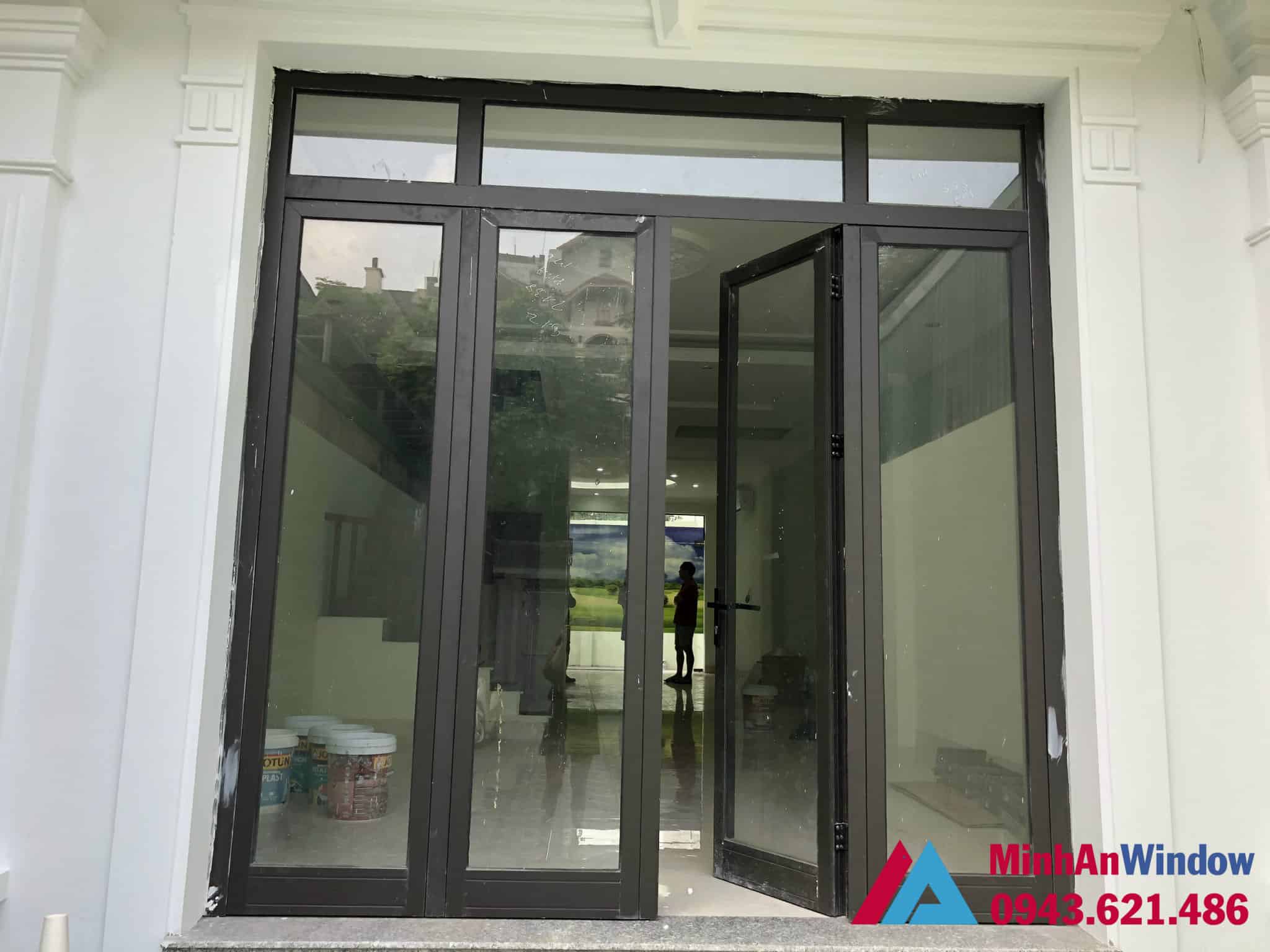 Làm cửa nhôm kính tại lào cai - các mẫu cửa hot nhất hiện nay 11 Mẫu cửa đi nhôm kính 4 cánh Minh An Window lắp đặt cho khách hàng tại Lào Cai